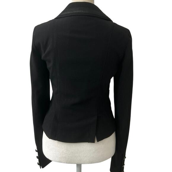 Guess Y2K Black Fitted Crop Blazer w/ Metallic Pinstripe & Corset Seaming Small - Picture 5 of 16